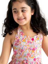 Load image into Gallery viewer, Campana Girls Cheryl Halter Neck Dress - Flower Cluster Print - Pink &amp; Multicolour
