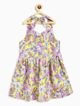 Load image into Gallery viewer, Campana Girls Cheryl Halter Neck Dress - Tropical Floral Print - Pink &amp; Yellow
