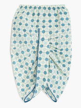 Load image into Gallery viewer, Campana Boys Bansi Dhoti Kurta Set- Circles Print - Blue &amp; White

