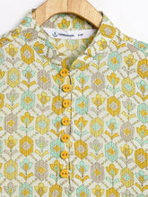 Load image into Gallery viewer, Campana Boys Mehul Dhoti Kurta Set - Geometric Print - Off White &amp; Yellow
