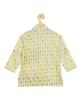 Load image into Gallery viewer, Campana Boys Mehul Dhoti Kurta Set - Geometric Print - Off White &amp; Yellow
