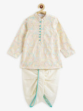 Load image into Gallery viewer, Campana Boys Mehul Dhoti Kurta Set - Geometric Embroidery - White &amp; Multicolour
