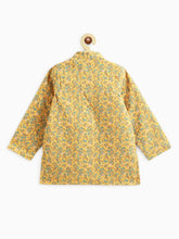 Load image into Gallery viewer, Campana Boys Mehul Dhoti Kurta Set - Paisley Floral Embroidery - Yellow &amp; Teal
