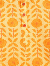 Load image into Gallery viewer, Campana Boys Bansi Dhoti Kurta Set - Marigold Print - Yellow
