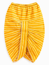 Load image into Gallery viewer, Campana Boys Bansi Pure Cotton Floral &amp; Striped Dhoti Kurta Set - Off White &amp; Mustard Yellow
