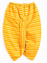 Load image into Gallery viewer, Campana Boys Bansi Pure Cotton Floral &amp; Striped Dhoti Kurta Set - Off White &amp; Mustard Yellow
