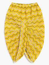 Load image into Gallery viewer, Campana Boys Bansi Pure Cotton Striped &amp; Floral Dhoti Kurta Set - Green &amp; Mustard
