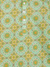 Load image into Gallery viewer, Campana Boys Bansi Pure Cotton Striped &amp; Floral Dhoti Kurta Set - Green &amp; Mustard
