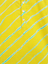 Load image into Gallery viewer, Campana Boys Bansi Pure Cotton Leheriya Print Dhoti Kurta Set - Yellow &amp; Turquoise

