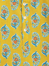 Load image into Gallery viewer, Campana Boys Pure Cotton Paisley Blockprint Dhoti Kurta Set - Light Yellow &amp; Light Blue
