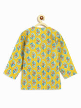 Load image into Gallery viewer, Campana Boys Pure Cotton Paisley Blockprint Dhoti Kurta Set - Light Yellow &amp; Light Blue
