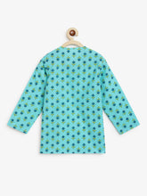 Load image into Gallery viewer, Campana Boys Bansi Dhoti Kurta Set - Small Block Print - Turquoise &amp; Lime Green
