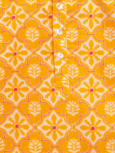 Load image into Gallery viewer, Campana Boys Bansi Dhoti Kurta Set - Floral Lattice Print - Yellow &amp; Off-White
