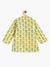 Load image into Gallery viewer, Campana Boys Bansi Dhoti Kurta Set - Pressed Flower Print - Yellow &amp; Turquoise
