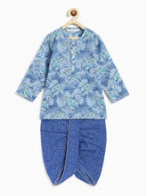 Load image into Gallery viewer, Campana Boys Bansi Dhoti Kurta Set - Paisley Print - Blue &amp; Grey
