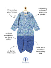 Load image into Gallery viewer, Campana Boys Bansi Dhoti Kurta Set - Paisley Print - Blue &amp; Grey
