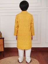 Load image into Gallery viewer, Campana Boys Palash Kurta Pyjama Set - Drip Drops - Yellow
