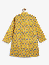 Load image into Gallery viewer, Campana Boys Palash Kurta Pyjama Set - Parijat Motif - Mustard

