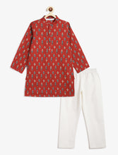Load image into Gallery viewer, Campana Boys Palash Kurta Pyjama Set - Ikat Print - Maroon
