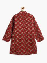 Load image into Gallery viewer, Campana Boys Palash Cotton Kurta Pyjama Set - Floral Blockprint - Maroon
