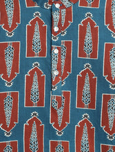 Load image into Gallery viewer, Campana Boys Palash Cotton Kurta Pyjama Set - Jharokha Print - Navy &amp; Maroon

