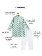 Load image into Gallery viewer, Campana Boys Palash Pure Cotton Block Print Kurta Pyjama Set - Light Green
