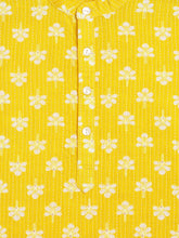 Load image into Gallery viewer, Campana Boys Palash Pure Cotton Blockprint &amp; Kanthawork Kurta Pyjama Set - Yellow &amp; White
