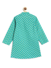 Load image into Gallery viewer, Campana Boys Palash Kurta Pyjama Set - Petit Paisley Print - Turquoise &amp; White
