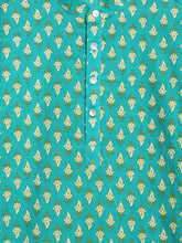 Load image into Gallery viewer, Campana Boys Palash Kurta Pyjama Set - Petit Paisley Print - Turquoise &amp; White
