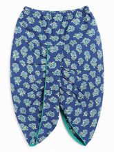 Load image into Gallery viewer, Campana Boys Mahiya Dhoti Kurta with Jacket Set - Block Print &amp; Chevron - Ink Blue &amp; Sea Green
