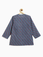Load image into Gallery viewer, Campana Boys Mahiya Dhoti Kurta with Jacket Set - Floral Print - Blue &amp; Red

