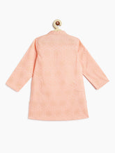 Load image into Gallery viewer, Campana Boys Nishant Kurta Set with Jacket - Foil Print - Gold &amp; Pink
