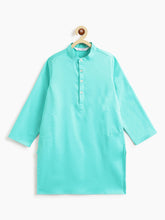 Load image into Gallery viewer, Campana Boys Nishant Kurta Pyjama with Jacket Set - Sequin Embroidery - Light Blue &amp; White
