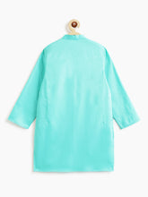 Load image into Gallery viewer, Campana Boys Nishant Kurta Pyjama with Jacket Set - Sequin Embroidery - Light Blue &amp; White
