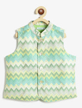 Load image into Gallery viewer, Campana Boys Nishant Cotton Kurta Pyjama with Embroidered Jacket Set - Pista Green
