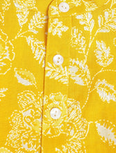 Load image into Gallery viewer, Campana Boys Nishant Kurta Pyjama with Jacket Set - Floral &amp; Leaf Zigzag Print - Yellow
