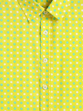Load image into Gallery viewer, Campana Boys Yuki Short Sleeve Cotton Shirt - Polka Dots Print - Yellow &amp; Green
