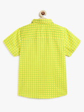 Load image into Gallery viewer, Campana Boys Yuki Short Sleeve Cotton Shirt - Polka Dots Print - Yellow &amp; Green
