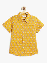 Load image into Gallery viewer, Campana Boys Yuki Paisley Print Short Sleeves Cotton Shirt - Mustard Yellow

