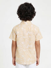 Load image into Gallery viewer, Campana Boys Pure Cotton Short Sleeves Tropical Print Beach Shirt - Beige
