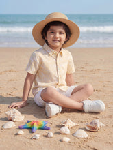 Load image into Gallery viewer, Campana Boys Pure Cotton Short Sleeves Tropical Print Beach Shirt - Beige
