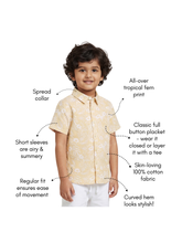 Load image into Gallery viewer, Campana Boys Pure Cotton Short Sleeves Tropical Print Beach Shirt - Beige
