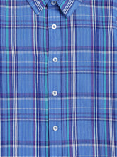 Load image into Gallery viewer, Campana Boys 100% Cotton Half Sleeves Checked Shirt - Blue &amp; Green
