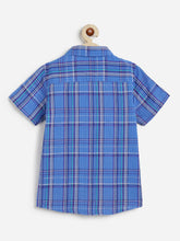 Load image into Gallery viewer, Campana Boys 100% Cotton Half Sleeves Checked Shirt - Blue &amp; Green
