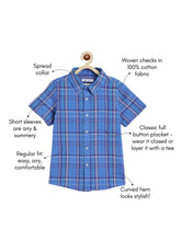 Load image into Gallery viewer, Campana Boys 100% Cotton Half Sleeves Checked Shirt - Blue &amp; Green

