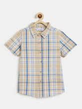 Load image into Gallery viewer, Campana Boys 100% Cotton Half Sleeves Checked Shirt - Beige &amp; Blue
