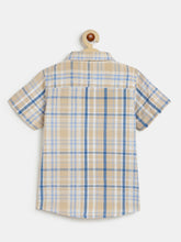 Load image into Gallery viewer, Campana Boys 100% Cotton Half Sleeves Checked Shirt - Beige &amp; Blue

