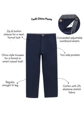 Load image into Gallery viewer, Campana Boys Rio Cotton Elastane Twill Chino Pants - Navy Blue
