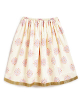 Load image into Gallery viewer, Campana Girls Papiha Lehenga Choli Set - Geometric Print - White &amp; Pink
