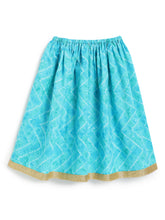 Load image into Gallery viewer, Campana Girls Papiha Lehenga Choli Set - Bandhini &amp; Blockprint - Lime &amp; Turquoise
